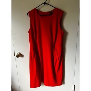 Jessica London Red Sleeveless Textured Sheath Dress with Pockets Size 18